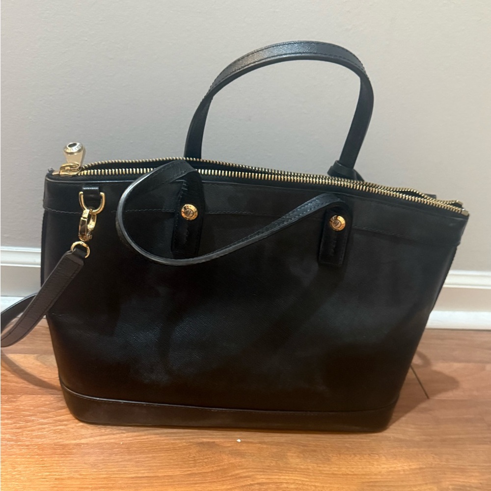 Henri Bendel Black Satchel with Gold Details - Picture 2 of 4